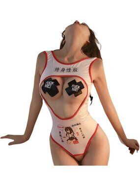 Women's Red White Cosplay Lingerie Set Japanese Lolita Bra & Panty Bikini